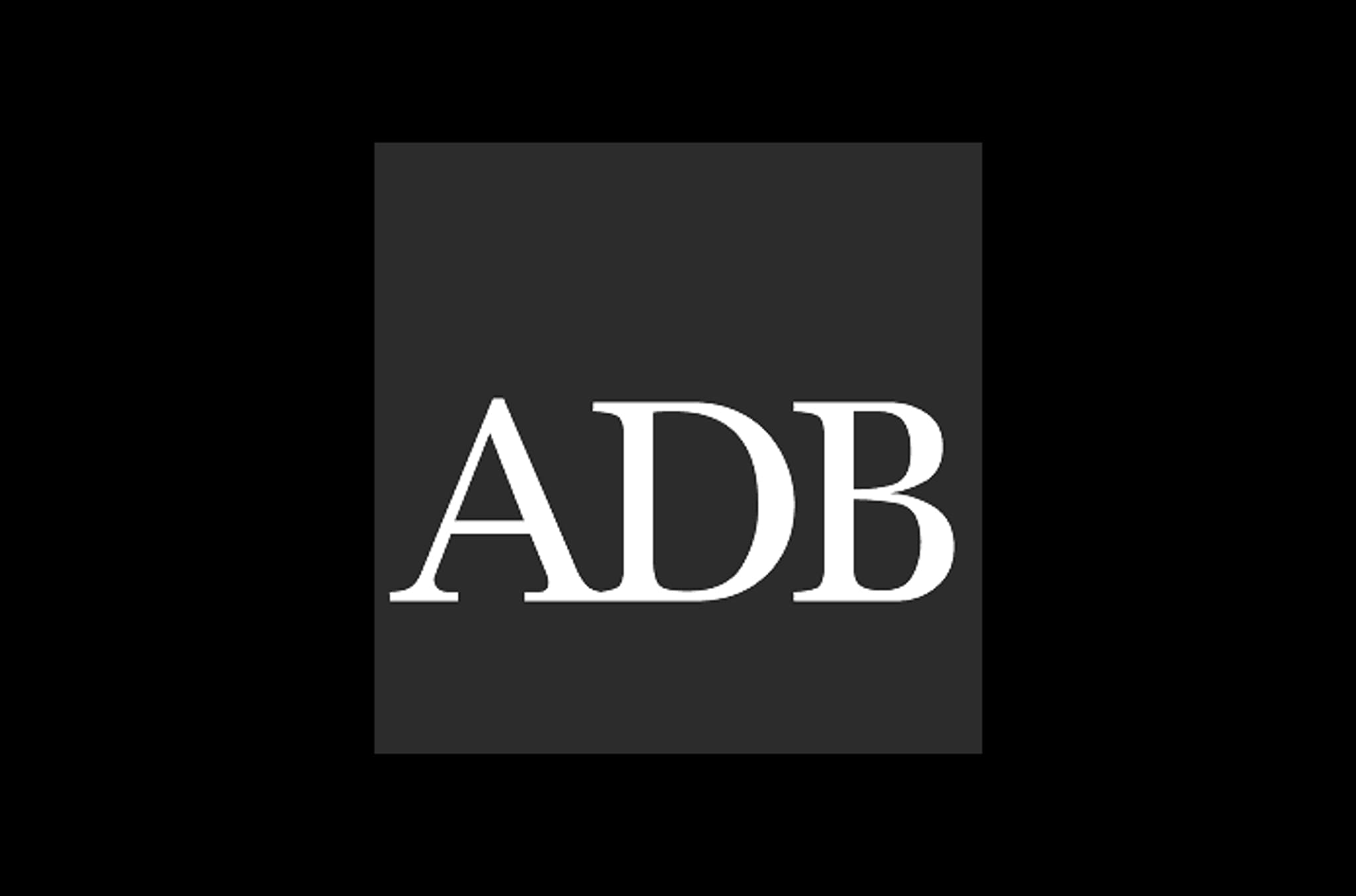 Black logo displaying the letters "ADB" in bold white font, ideal for branding and website navigation.