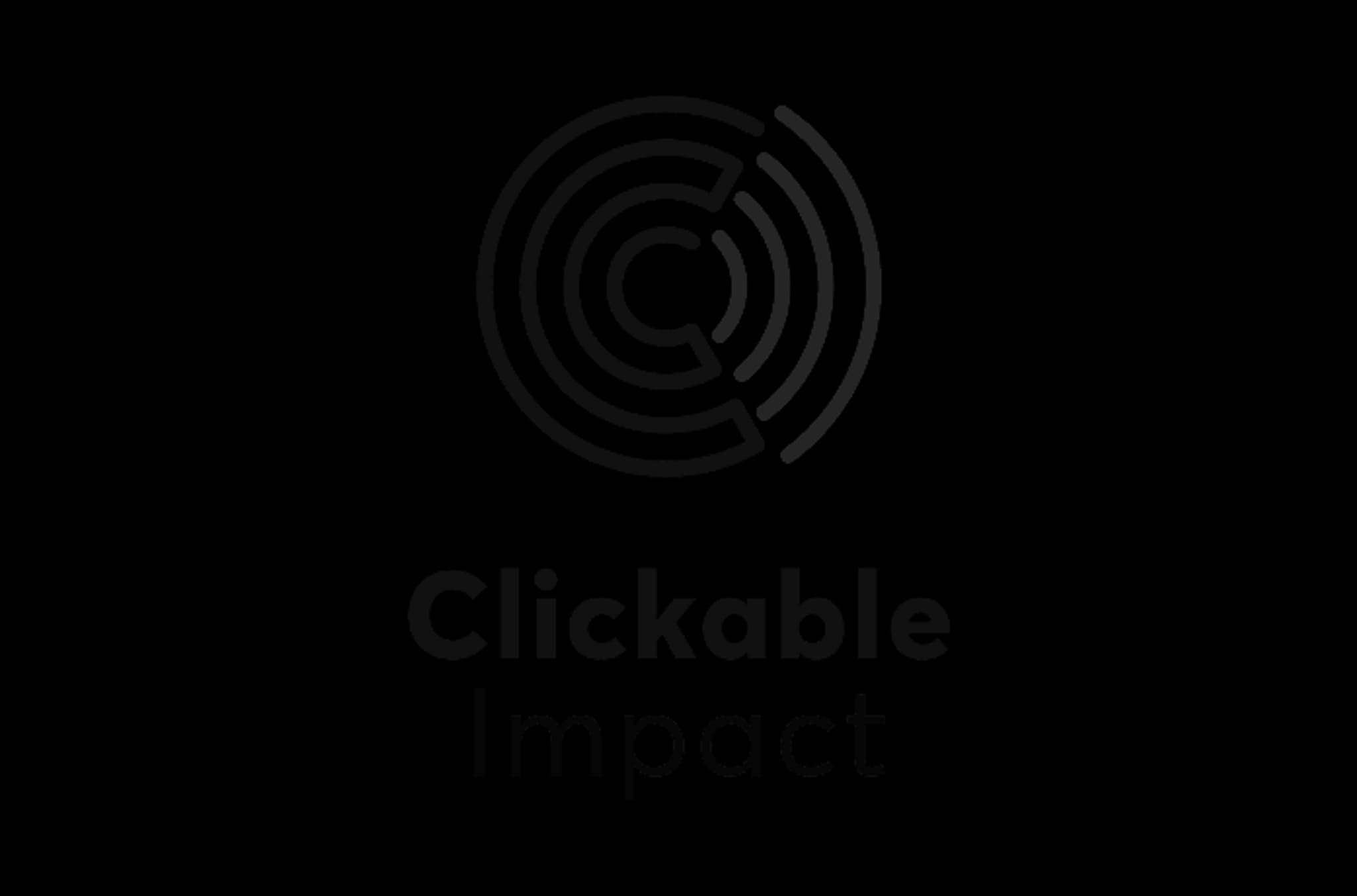 Black logo of Clickable Impact featuring a circular design and text below.